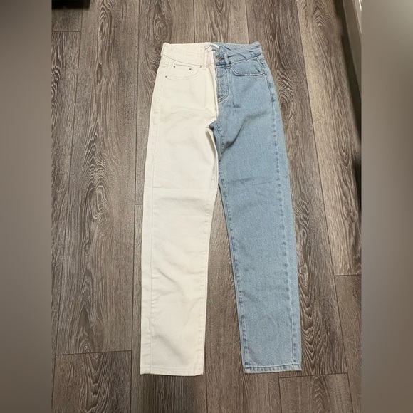 Afila Two-Tone Blue and White Women Jeans - Picture 2 of 9